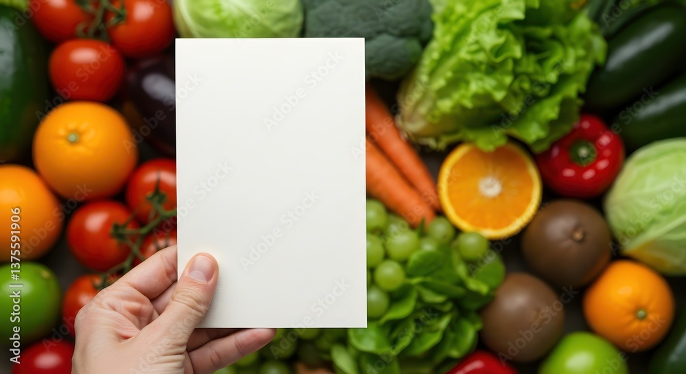Blank card with fresh produce background. Blank card with fresh produce background.