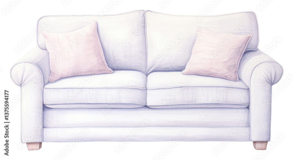 Naklejka premium PNG Sofa furniture cushion drawing.