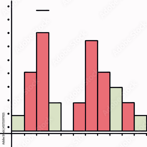 Data Analytics Histogram Visualization in Red and Green Colors  