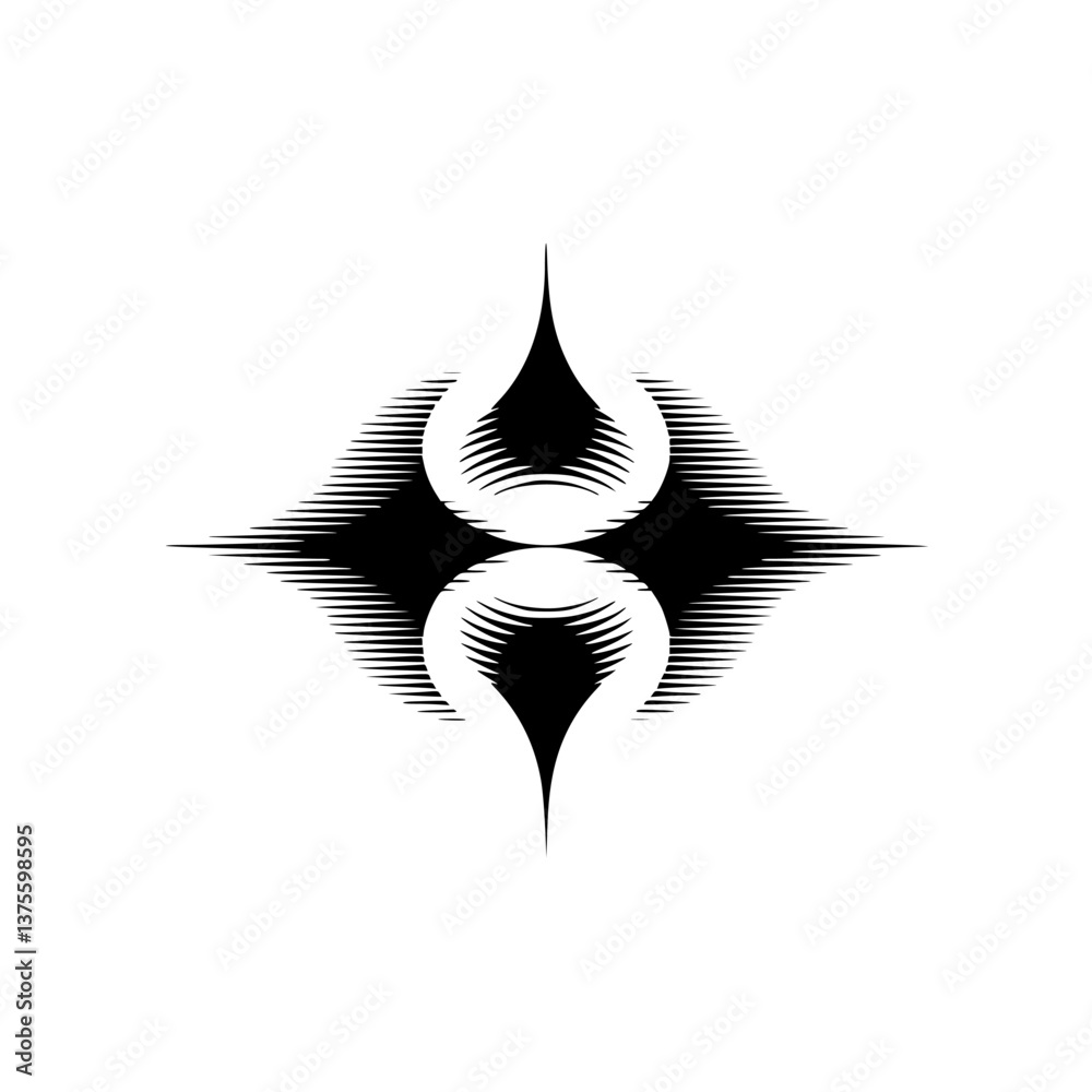 Obraz premium Abstract Black & White Geometric Drop & Burst Design