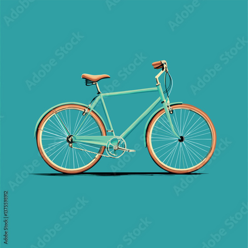 Vintage mint green bicycle on teal background