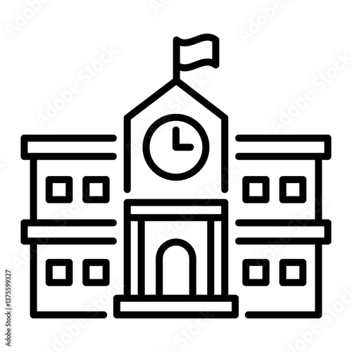 School icon, representing educational institutions and learning environments. Symbolizes education, students, and academic activities, ideal for schools, universities, and educational-related content