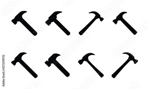 Set of hammer silhouette icon vector on white background