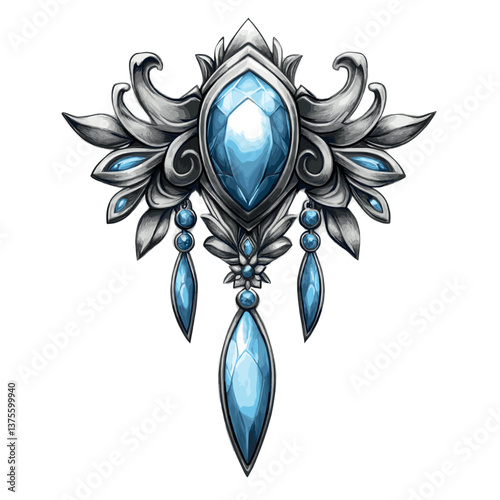 Elegant silver necklace with blue gemstones and ornate design