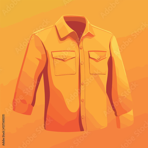 Bright orange long-sleeve jacket with pockets on gradient background