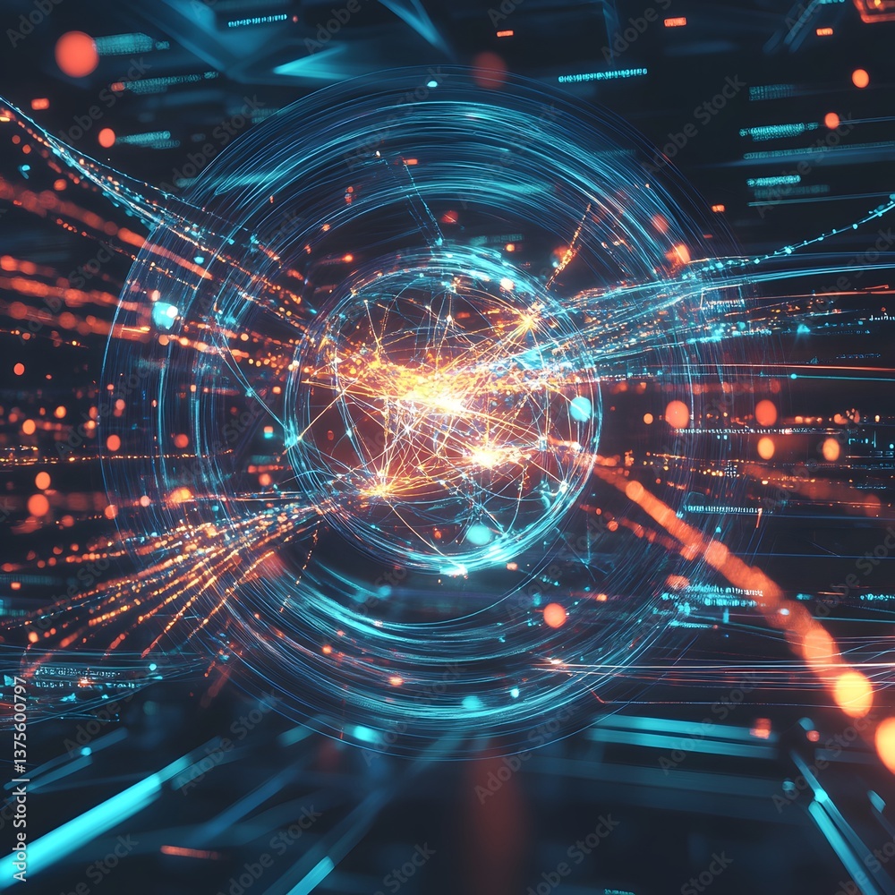 Futuristic digital data network in motion Futuristic digital data network in motion