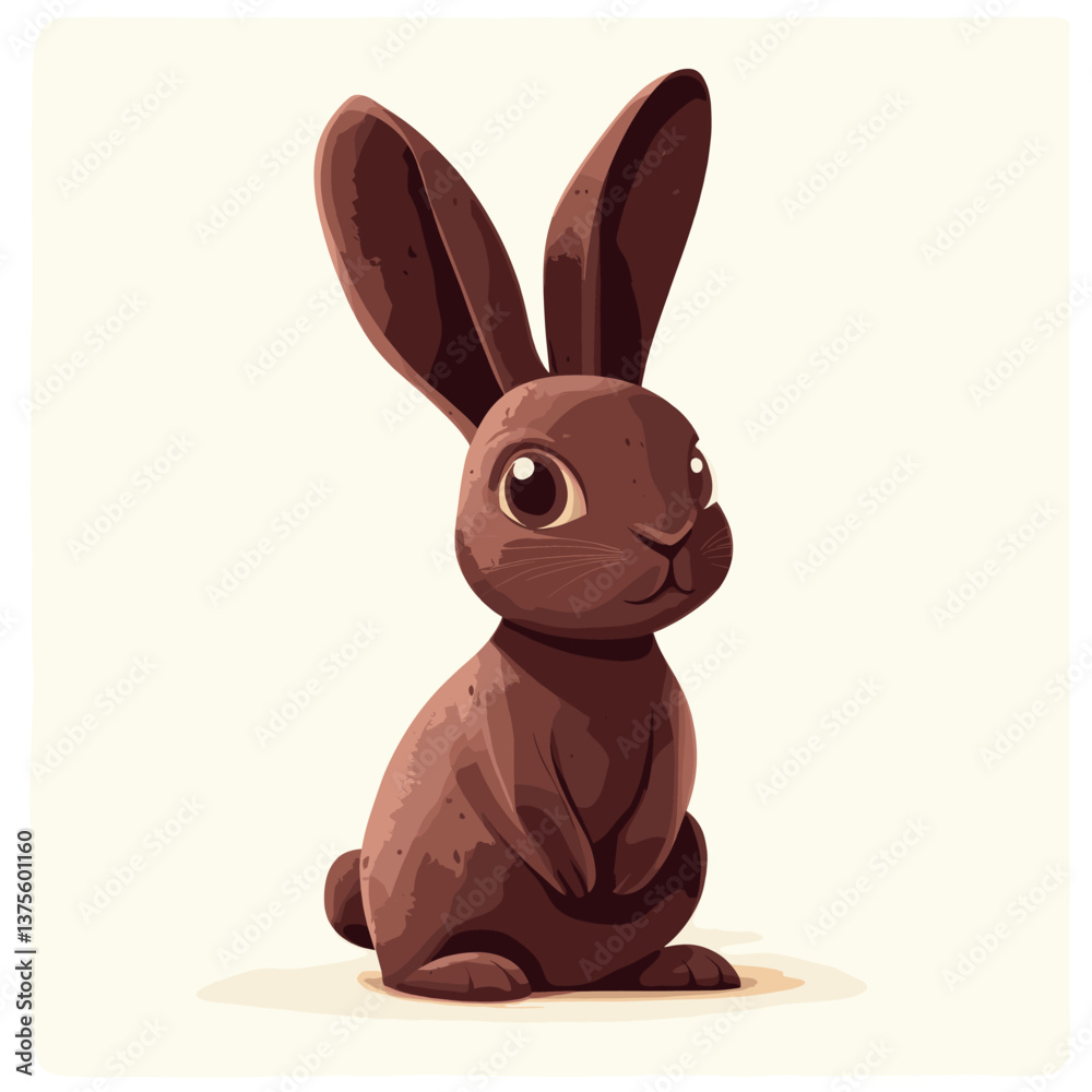 Obraz premium Adorable brown cartoon rabbit with big ears illustration