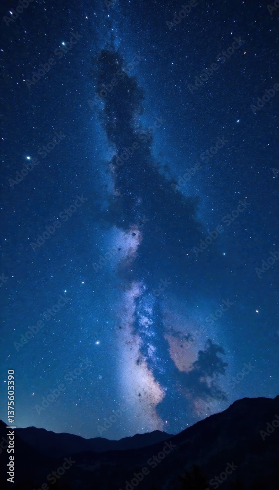 Fototapeta premium Celestial vastness of stars and galaxies in dark blue sky at night, universe, astronomy, galaxies