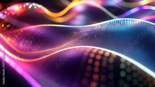 Colorful Data Streams Abstract Background with Dynamic Light Effects and Glows