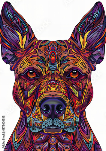 Vibrant Line Art Dog Portrait...