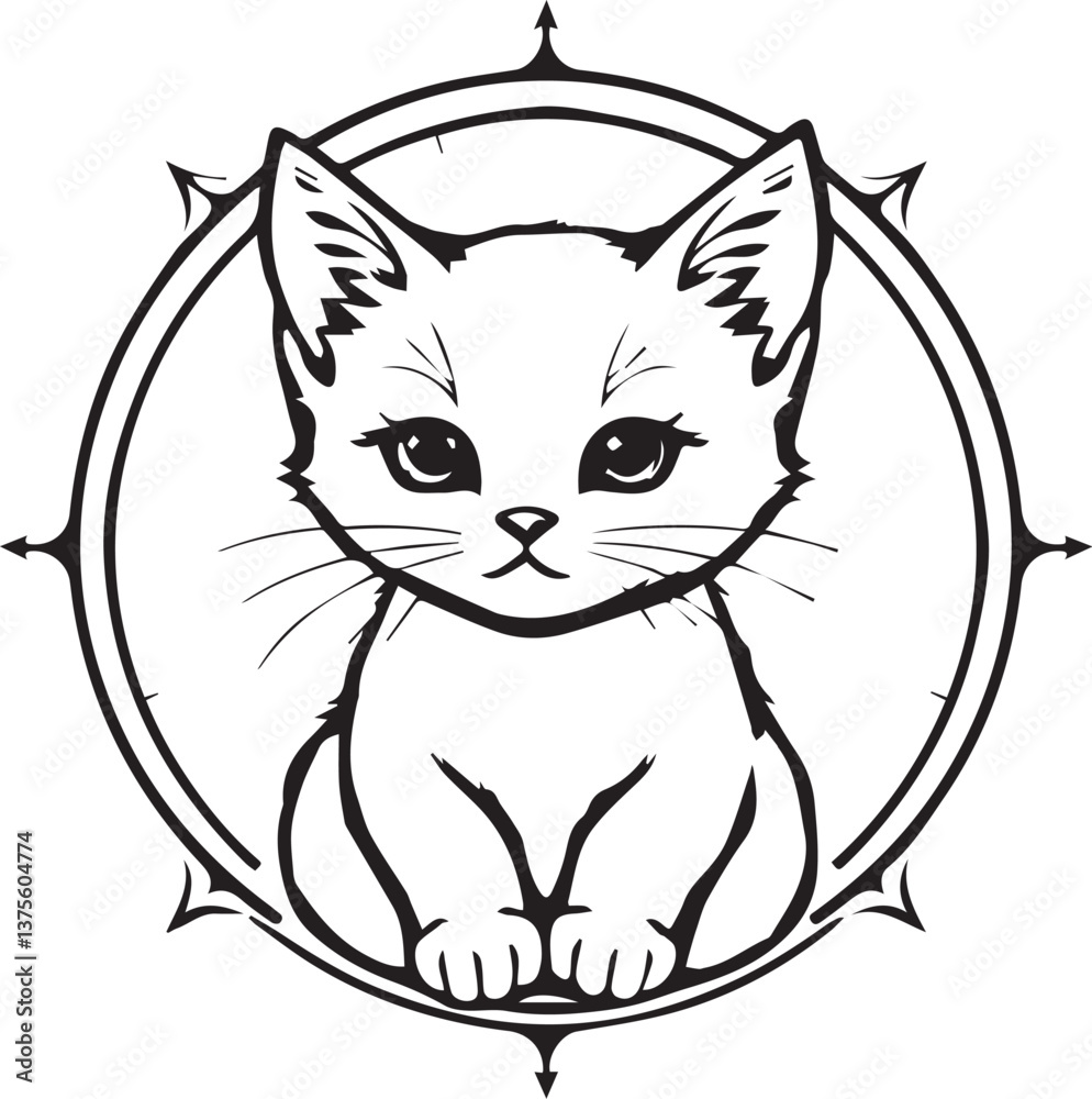 Obraz premium Cute kitten. Hand drawn vector illustration