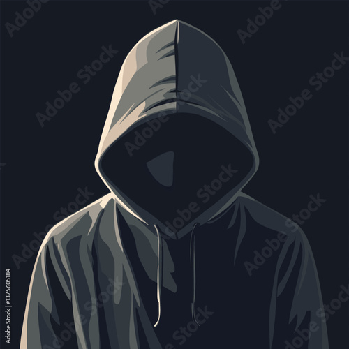 Mysterious hooded figure in darkness