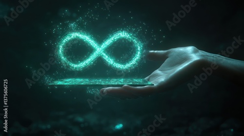 Wallpaper Mural Business Growth and Circular Economy Concept with Infinity Symbol and Neon Light in Dark Background Torontodigital.ca