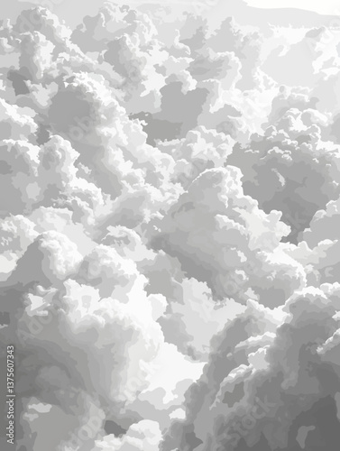 Fluffy Cloudscape Vector Illustration
