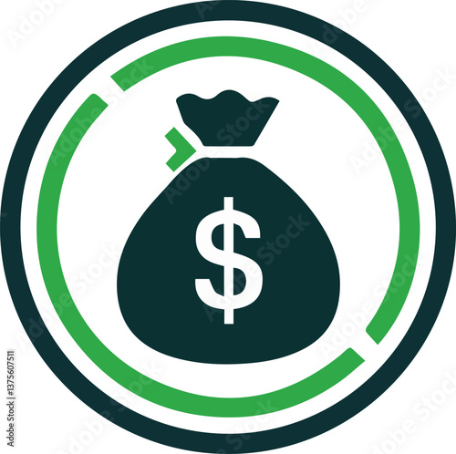 Money bag icon with dollar sign representing finance and wealth