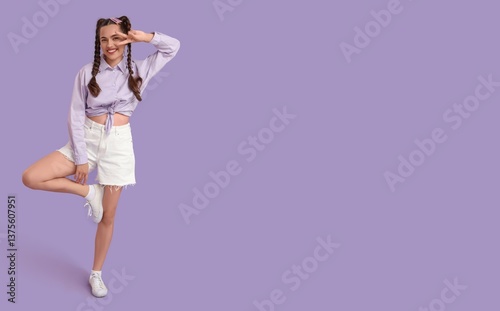 Stylish woman with braids s...