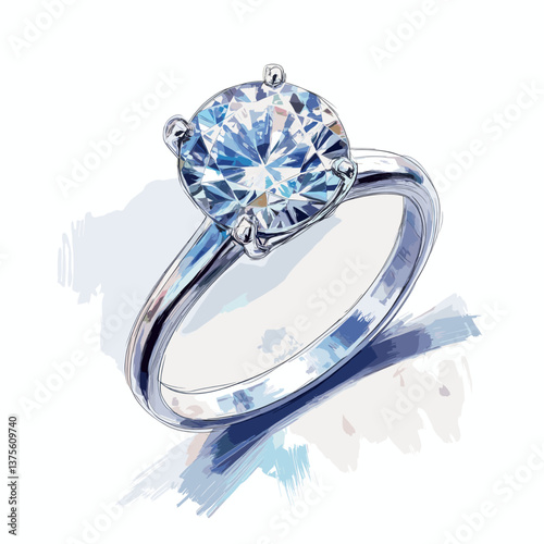Exquisite diamond engagement ring close-up on artistic background