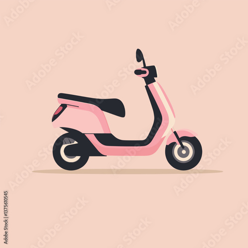 Pink modern electric scooter on beige background