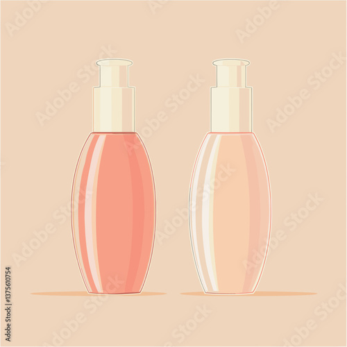 Two elegant cream bottles on a soft beige background