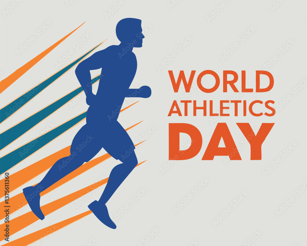 Dynamic blue runner silhouette with speed streaks for World Athletics Day.
