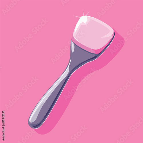 Modern pink ice scraper on vibrant background with reflective shine