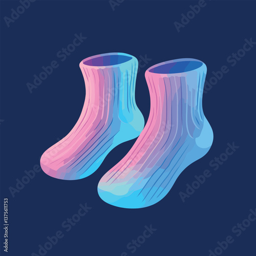 Neon gradient socks on dark background with ribbed texture