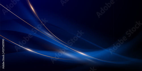 blue abstract background with luxury golden elements vector illustration