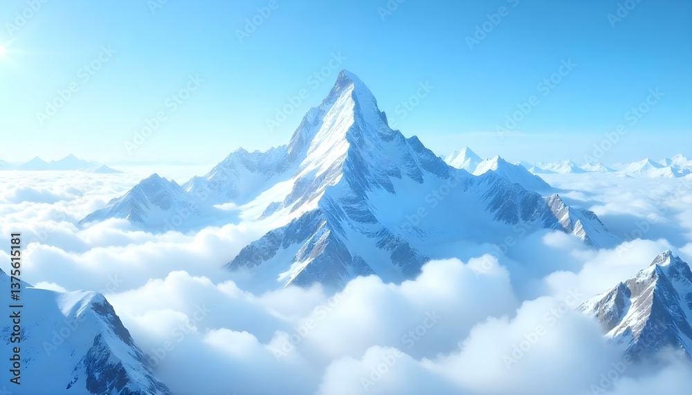 custom made wallpaper toronto digitalA breathtaking panoramic view of snow-capped mountains piercing through a sea of clouds under a clear blue sky