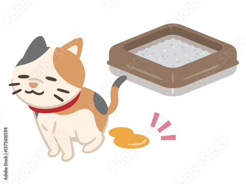トイレ以外の場所で排泄する猫のイラスト