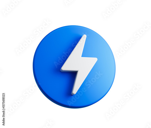 Free Download Blue icon with a white lightning bolt symbol, symbolizing energy, power and speed, 3d illustration - GFXLoad