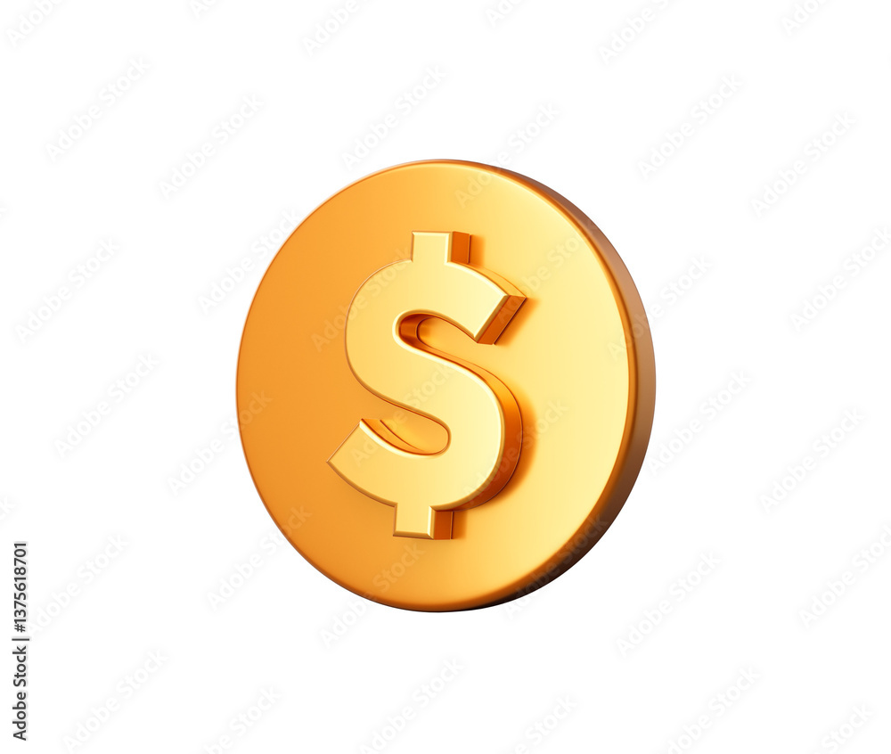 3d Golden circular button with a white dollar symbol in the center. 3D Illustration. 3d Golden circular button with a white dollar symbol in the center. 3D Illustration.