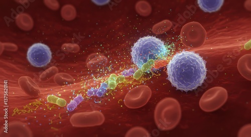 Immune cells attacking bacteria. (1)