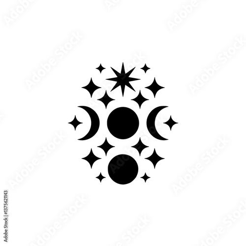 Minimalist Celestial Design: Moon Phases and Stars