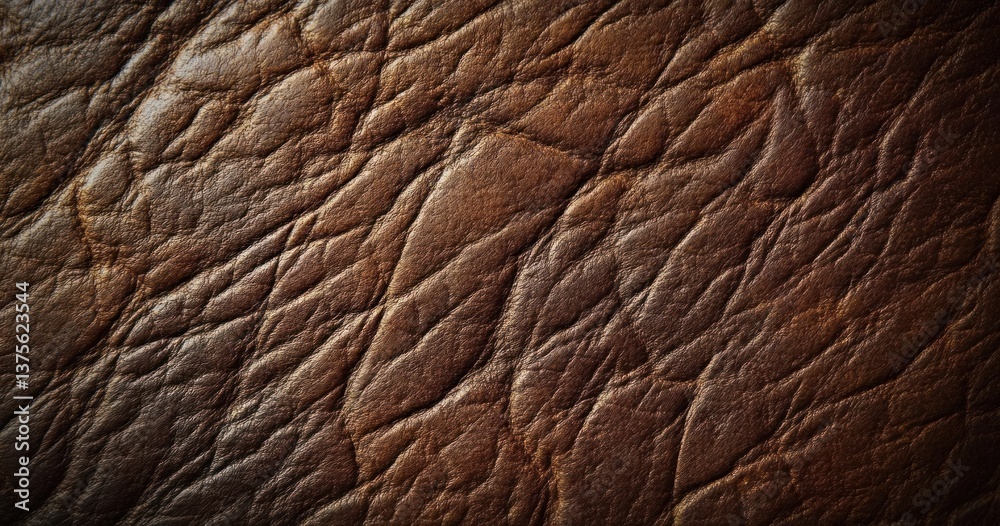 Textured Dark Brown Leather Surface with Intricate Scratches and Grooves Illuminated by Warm Ambient Lighting Textured Dark Brown Leather Surface with Intricate Scratches and Grooves Illuminated by Warm Ambient Lighting