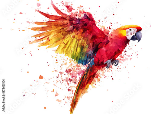 Beautiful colorful parrot vector illustration on white background