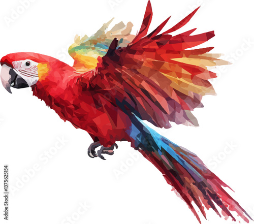 Beautiful colorful parrot vector illustration on white background