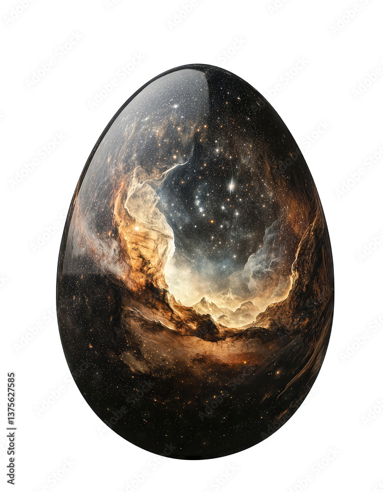 Nebula inspired Easter egg with a vibrant starry sky design