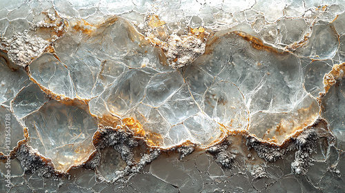 Close-up reveals the intricate crystalline layers of muscovite mica, enhanced by iron oxide inclusions.