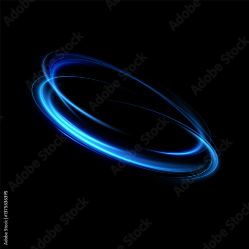 Neon Eclipse Glowing Blue Rings. Celestial Blue. Neon Circle Glow. Blue Orbit.Neon Light Rings. Sapphire Glow Neon Circular Lights.	