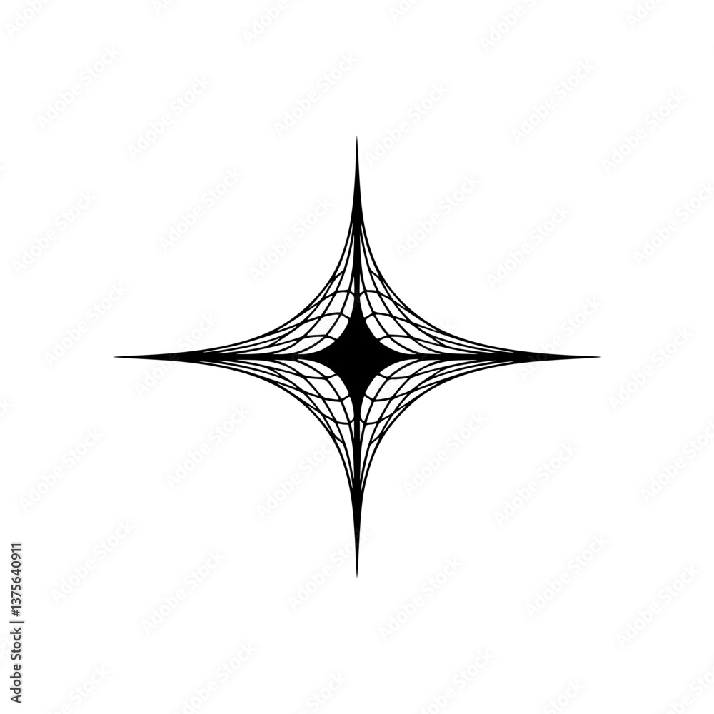 Geometric Starburst: Abstract Black Line Art on White Background Geometric Starburst: Abstract Black Line Art on White Background