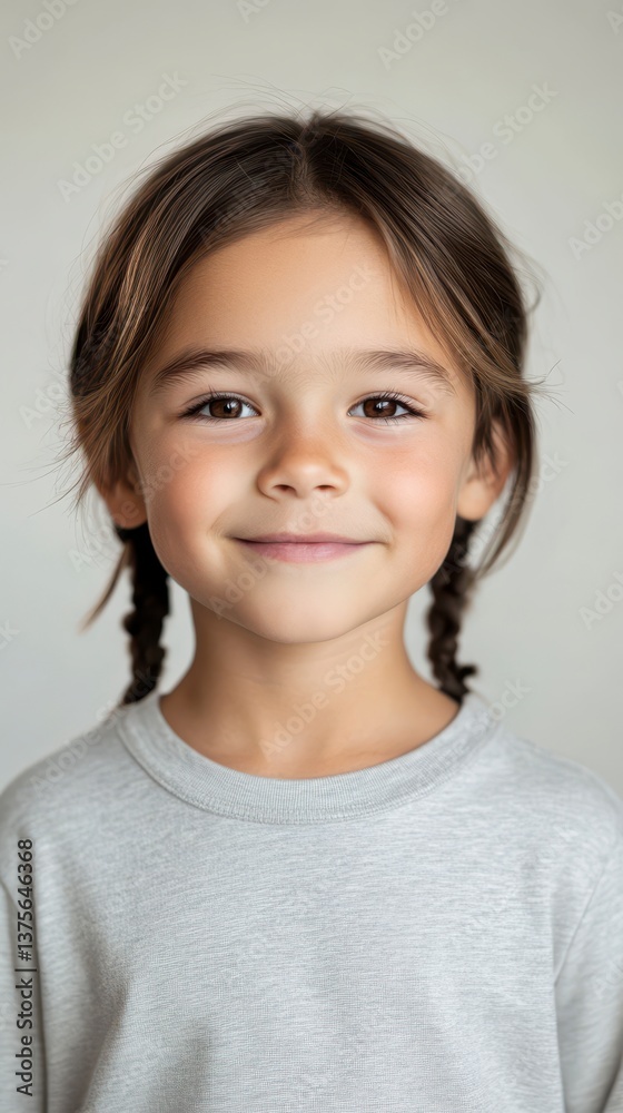 Portrait of a Smiling Little Girl with Pigtails Portrait of a Smiling Little Girl with Pigtails