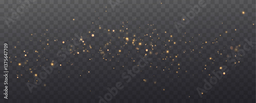 Christmas light effect. Sparkling magical dust particles.The dust sparks and golden stars shine with special light.	