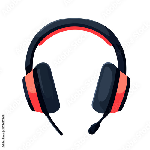 Flat vector headset, minimalist design, isolated on a white background.

