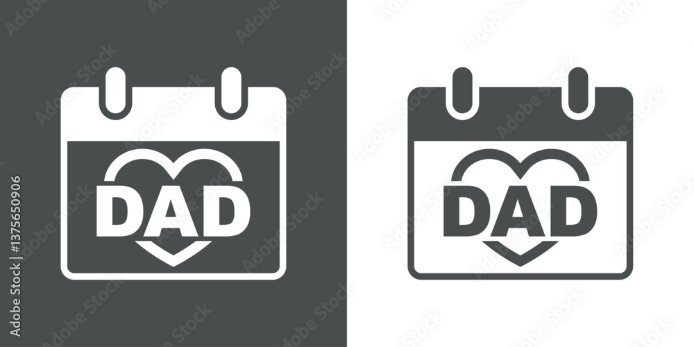 Día del padre. Palabra DAD en calendario con corazón 