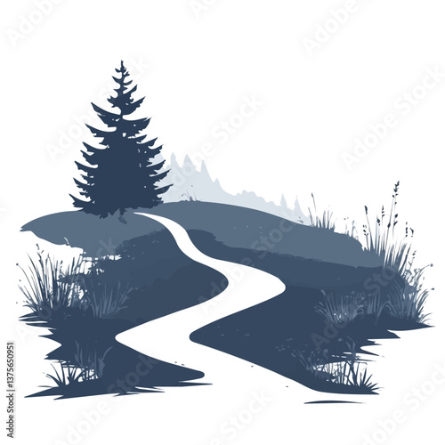 Flat vector faded trail, minimalist design, isolated on a white background.

