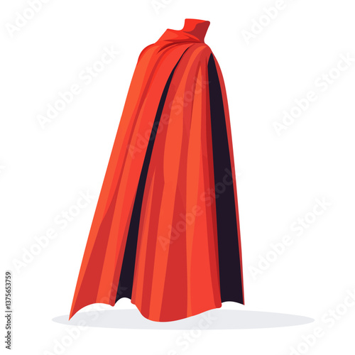Flat vector raging cape, minimalist design, isolated on a white background.

