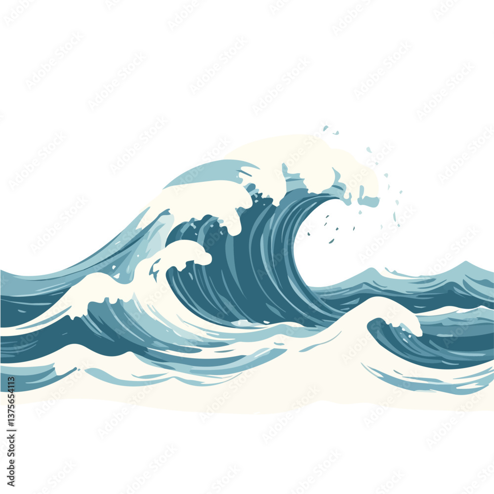 Flat vector rolling wave, minimalist design, isolated on a white background.
Flat vector rolling wave, minimalist design, isolated on a white background.