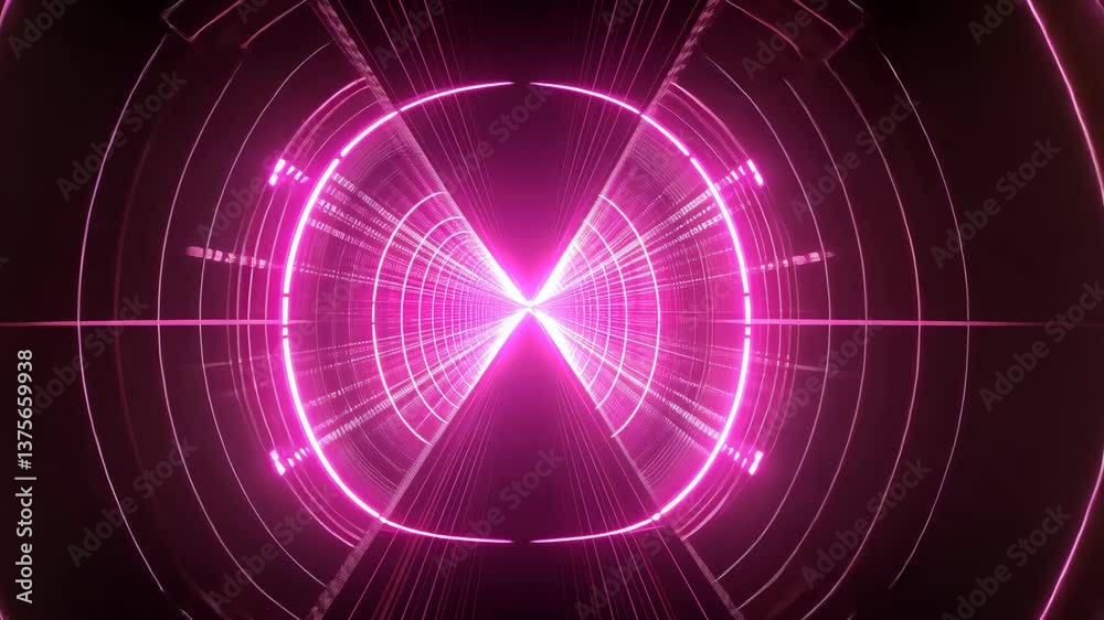 Abstract Pink Neon Light Tunnel Animation