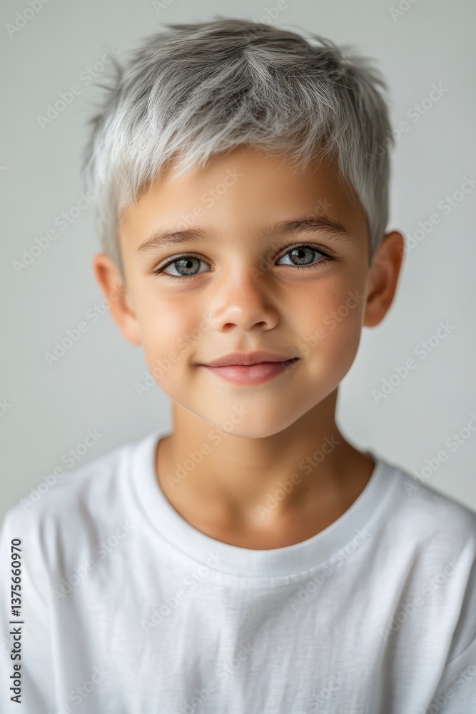 Portrait of a Cute Young Boy with Gray Hair Portrait of a Cute Young Boy with Gray Hair