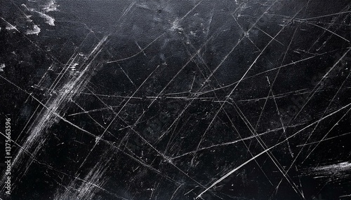 texture of old surface on black background with white scratches